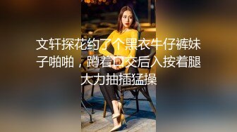 文轩探花约了个黑衣牛仔裤妹子啪啪，蹲着口交后入按着腿大力抽插猛操